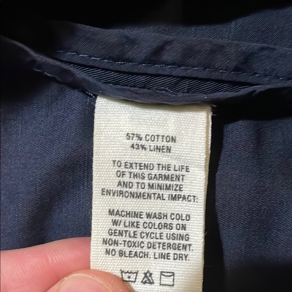 Navy Cotton & Linen Blend Blazer